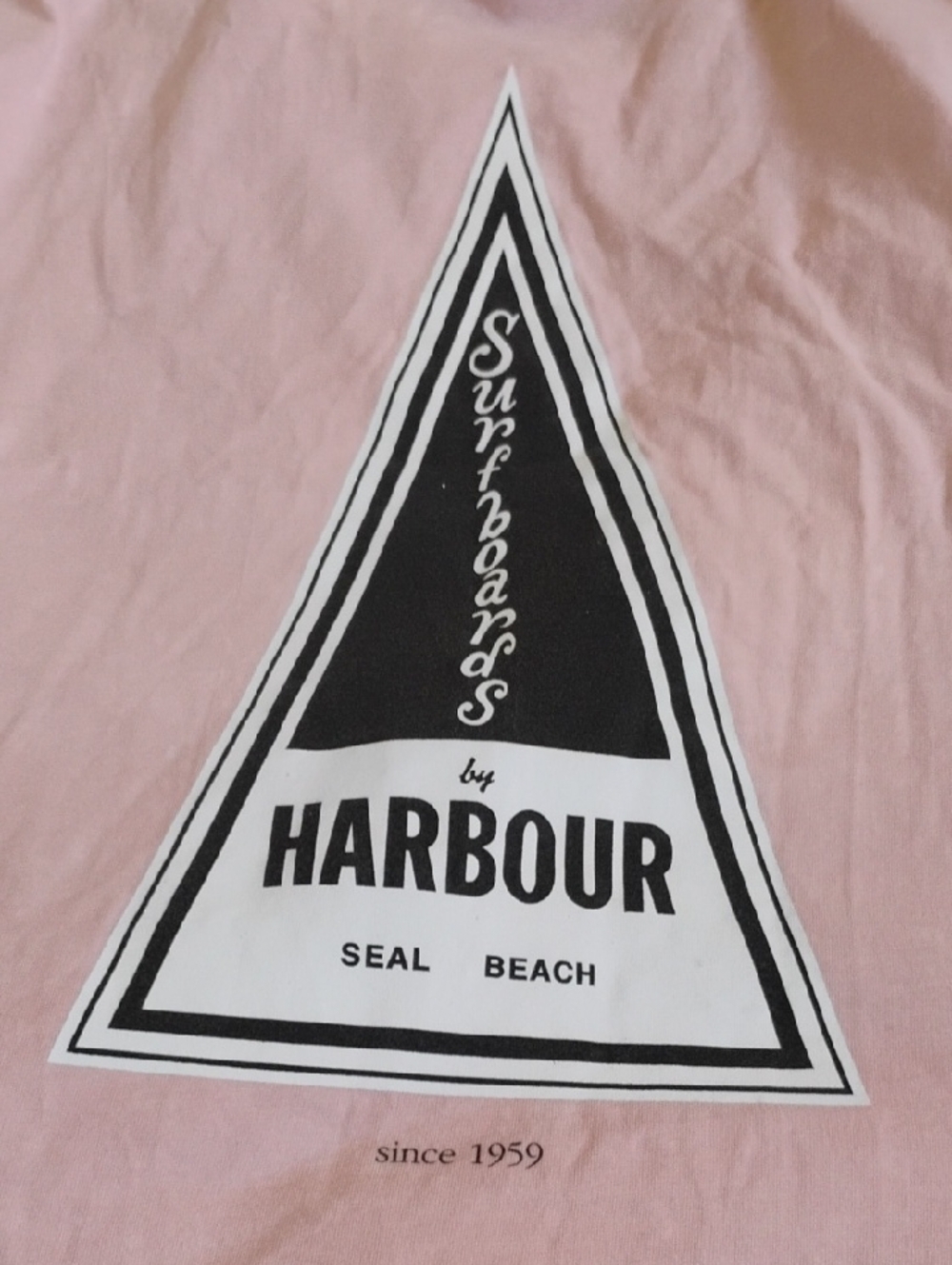 Harbour Seal Beach Surfboards Graphic Tee - Pink